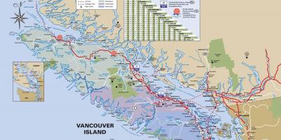La isla de Vancouver mapa de las autopistas