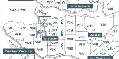 La isla de Vancouver códigos postales mapa