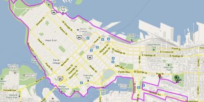 La ciudad de vancouver en bicicleta mapa