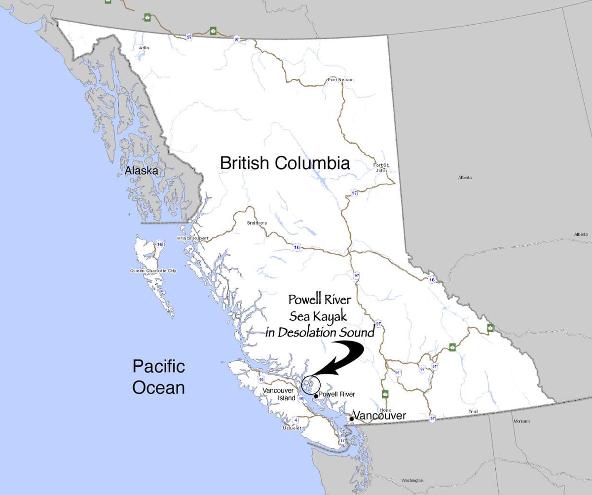 Mapa de british columbia, en