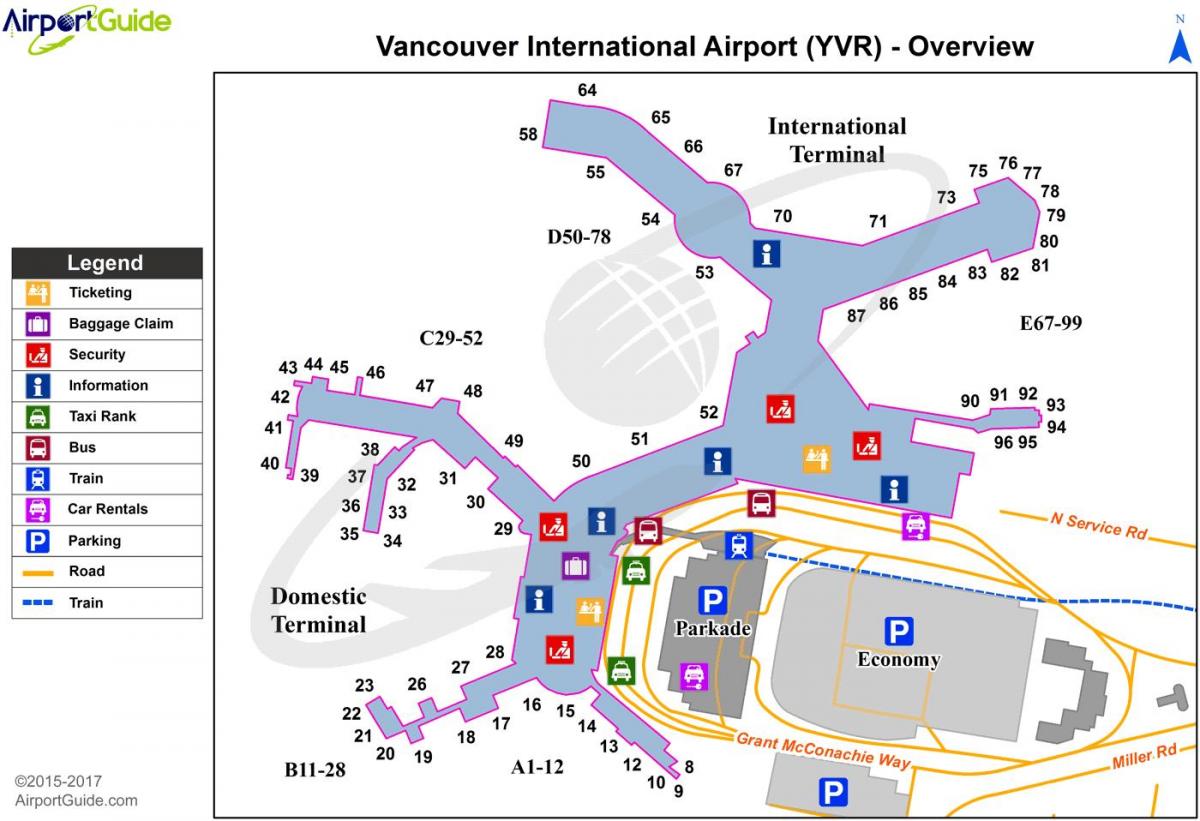 el aeropuerto de vancouver salidas mapa
