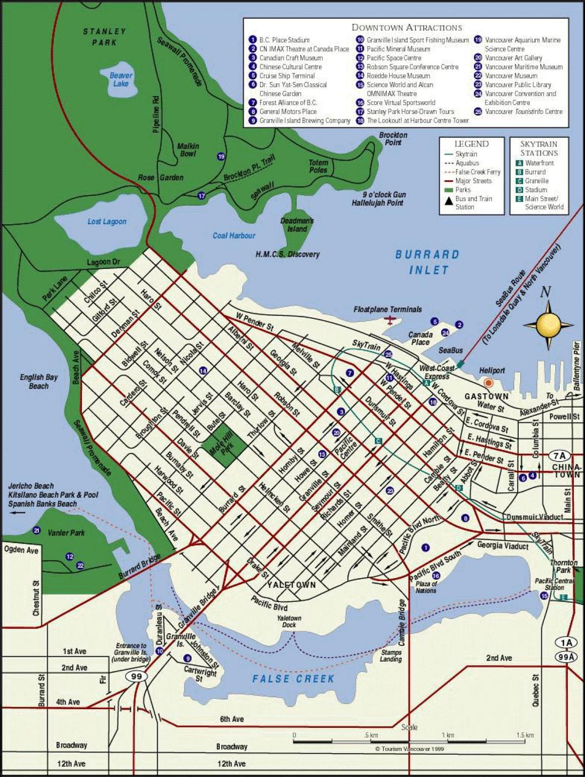 Mapa de vancouver centro de la ciudad
