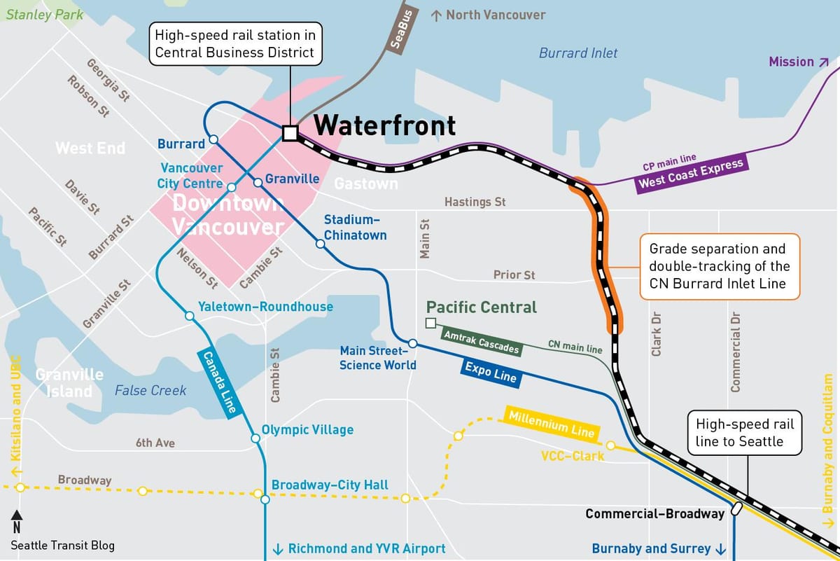 Mapa de la costa de la estación de vancouver