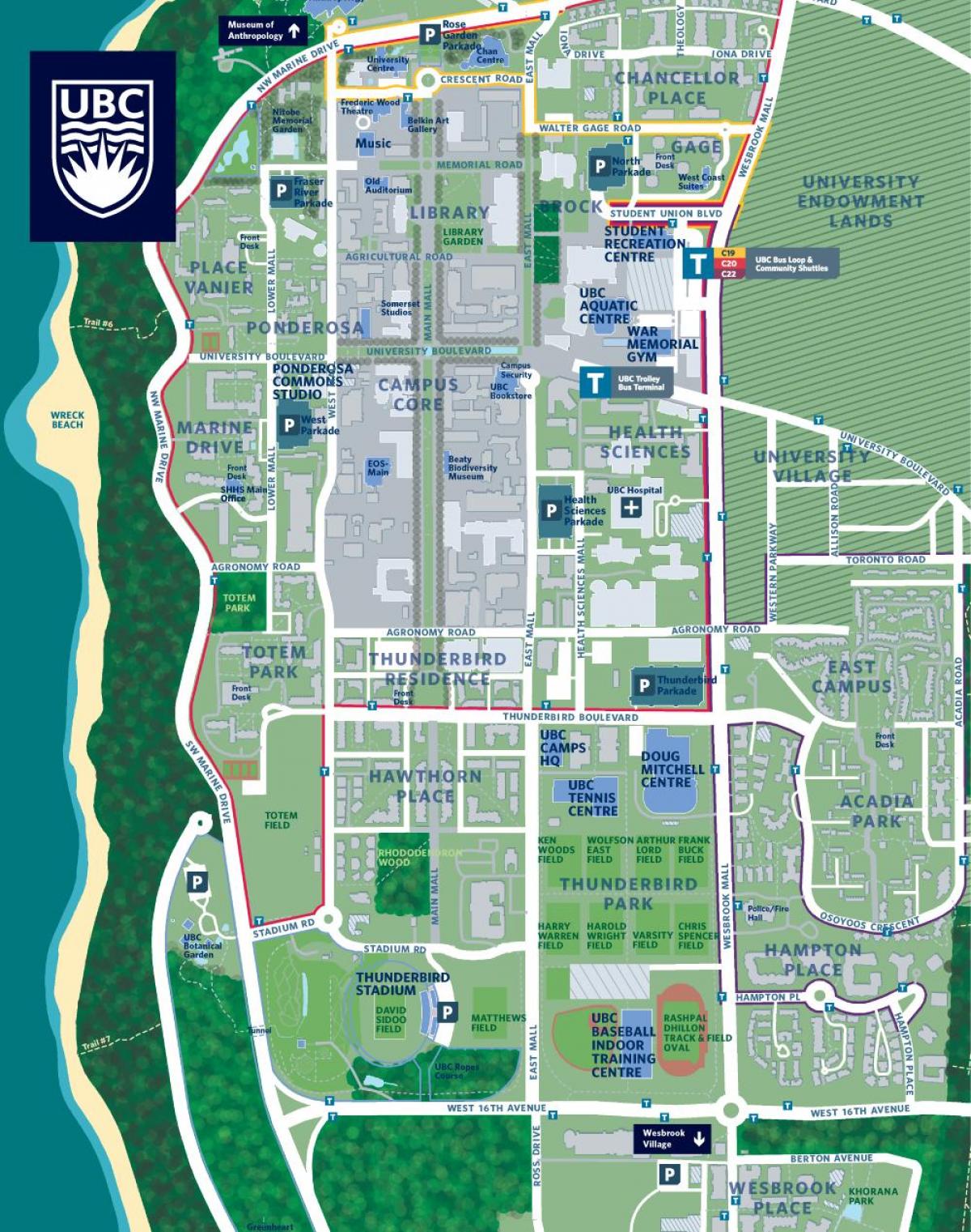ubc vancouver mapa del campus