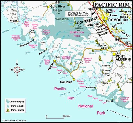 Mapa de la costa oeste de canadá