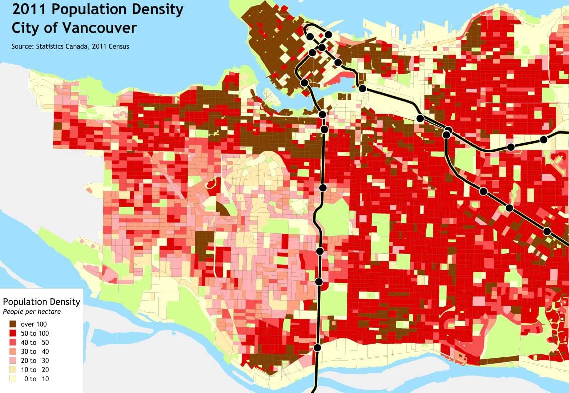 Mapa de la isla de vancouver densidad de población