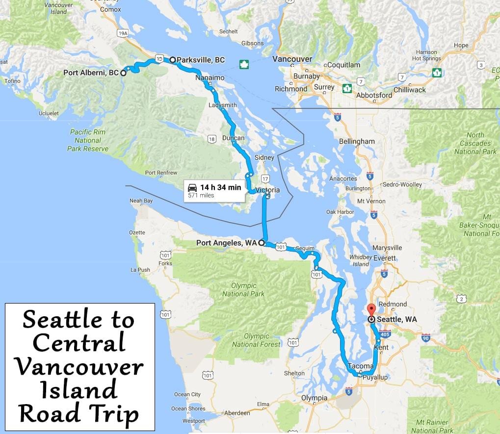la isla de vancouver mapa de distancias de manejo