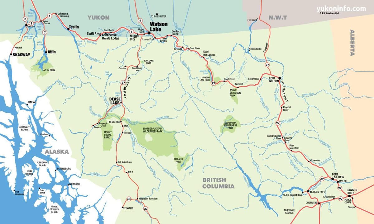 Mapa del sur de la columbia británica