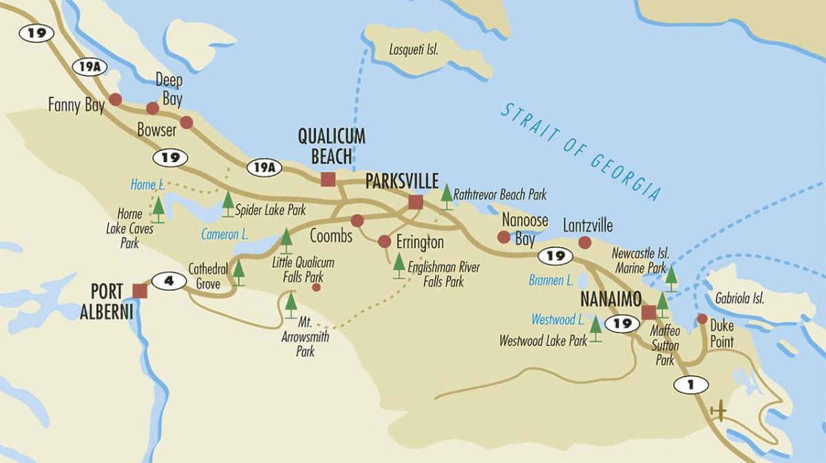 mapa de parksville la isla de vancouver