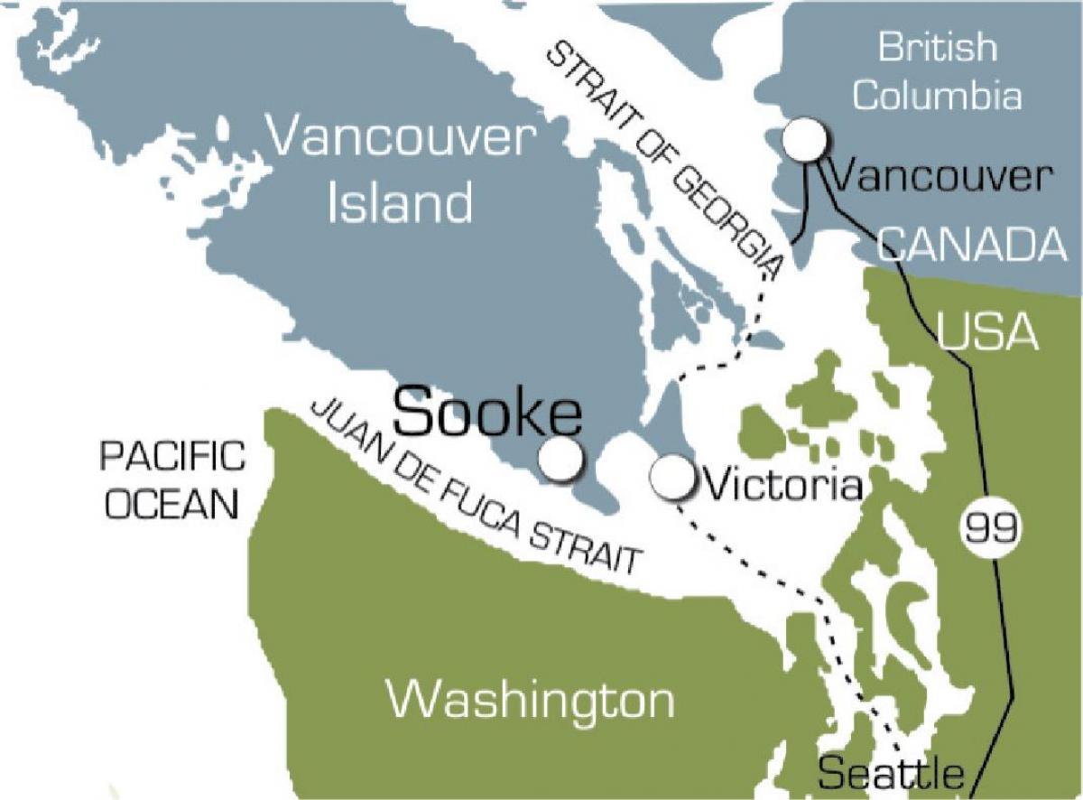 Mapa de sooke la isla de vancouver