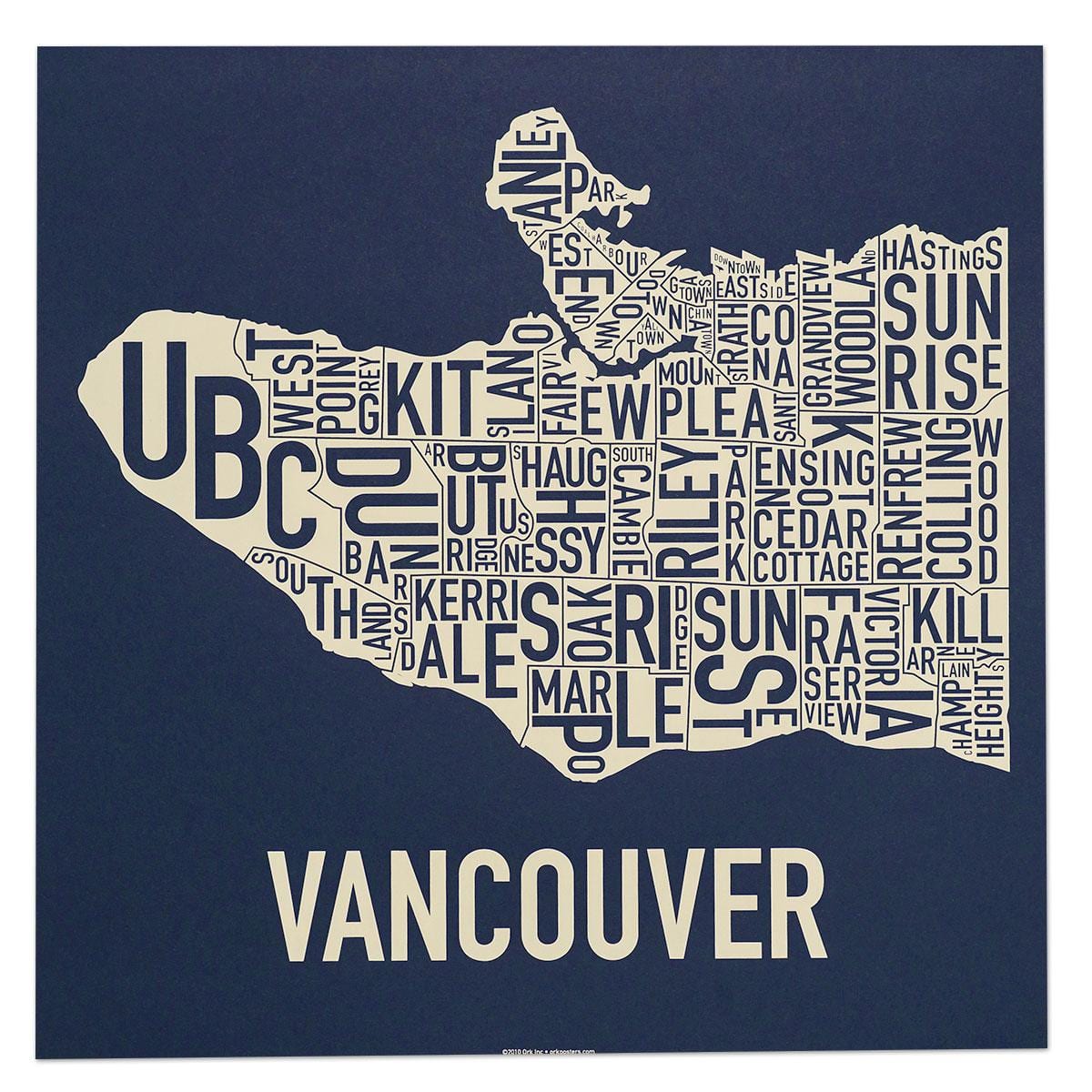 Mapa de vancouver de impresión