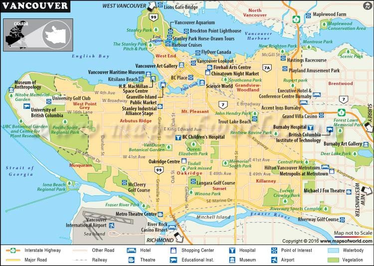 Mapa de vancouver puntos de interés