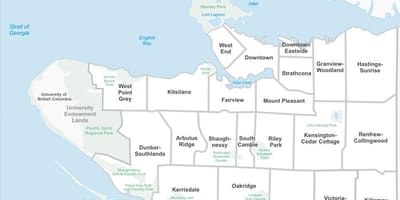 De bienes raíces de Vancouver mapa
