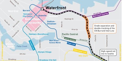 Mapa de la costa de la estación de vancouver