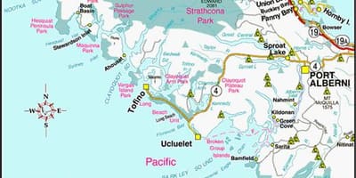 Mapa de la costa oeste de canadá