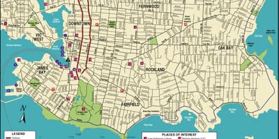 Mapa de la isla de vancouver lugares de interés turístico