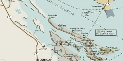 Mapa de la isla de vancouver y las islas del golfo