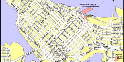 Mapa del centro de la ciudad de vancouver, bc