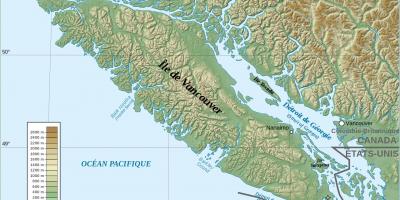 Mapa topográfico de la isla de vancouver