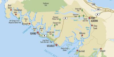 Mapa de ucluelet la isla de vancouver