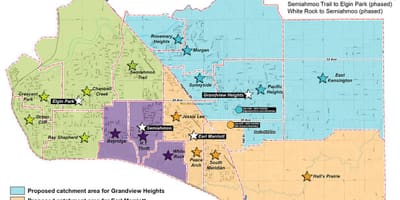 El norte de vancouver de la escuela primaria de captación mapa