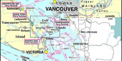 La isla de Vancouver rutas de ferry mapa