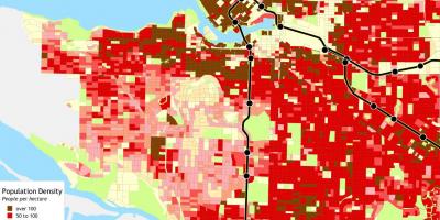 Vancouver densidad de población mapa