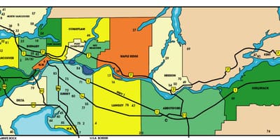 Mapa de la península de baja columbia británica