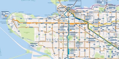 Mapa de vancouver rutas de autobús